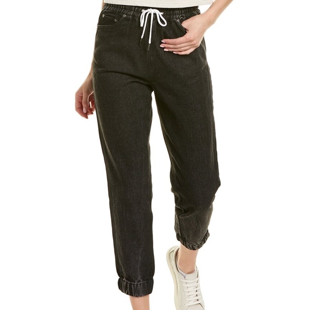 Avec‎ Les Filles Denim Jogger Large Black Elasticized Drawstring Waistband NWT
